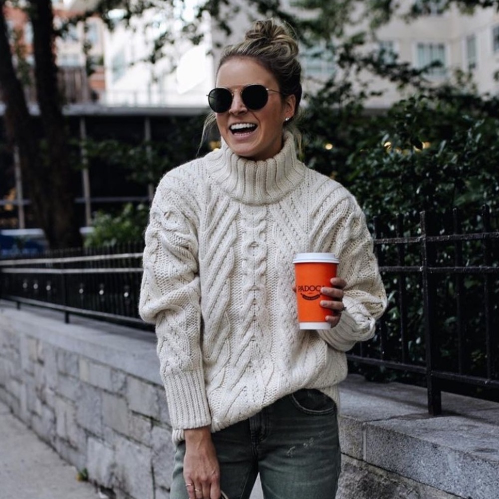French Connection cream sweater in small